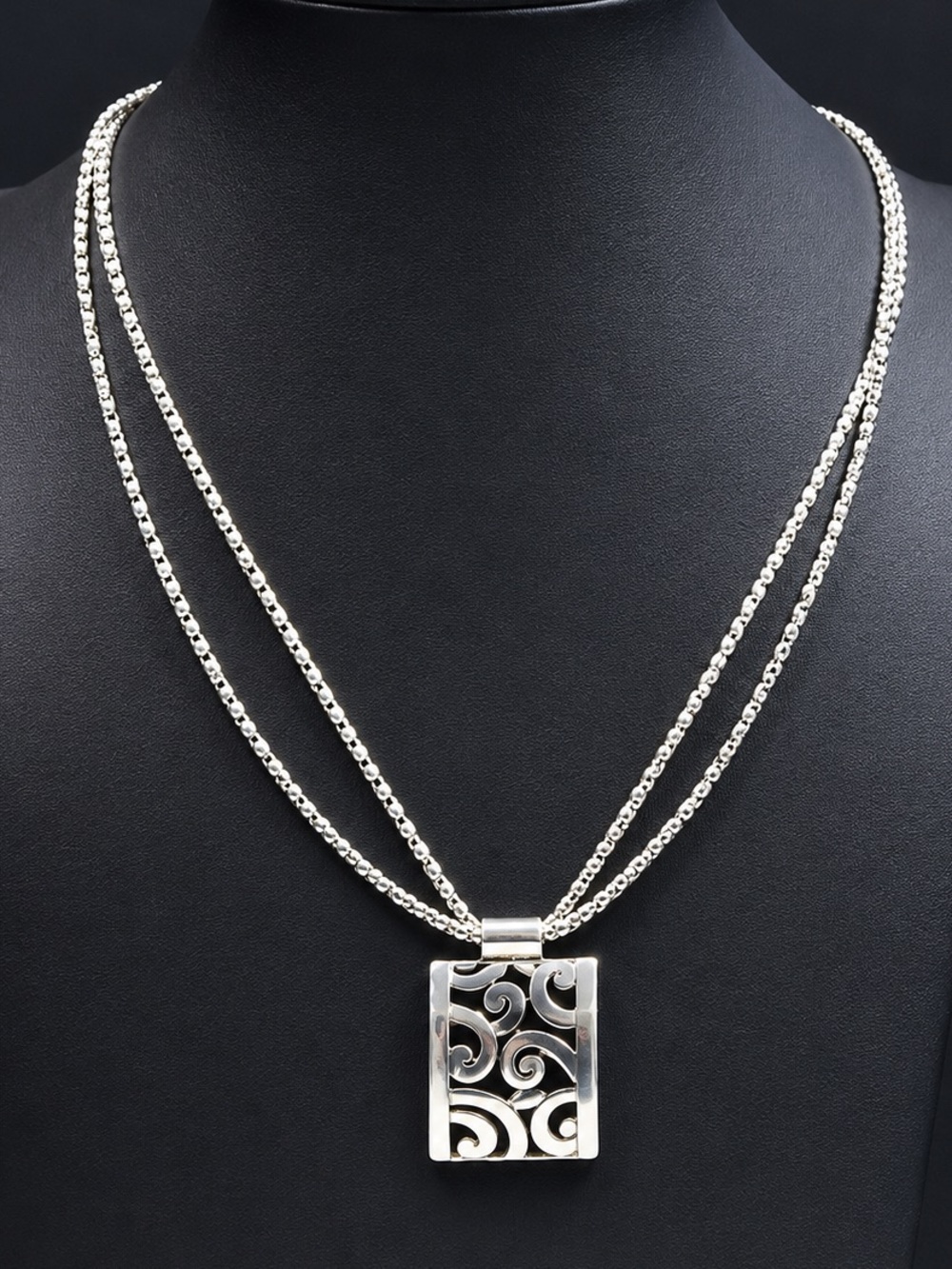 EUC BRIGHTON Double Strand Deco Lace Pendant Necklace 16”-18" Chain